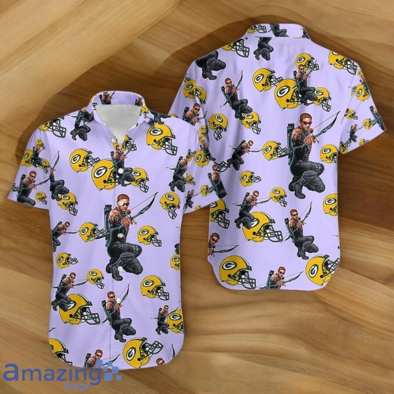 Marvels Hawkeye Unisex Hawaiian Shirts Green Bay Packers Nfl image Marvels Hawkeye Unisex Hawaiian Shirts Green Bay Packers Nfl- Product Photo 1
