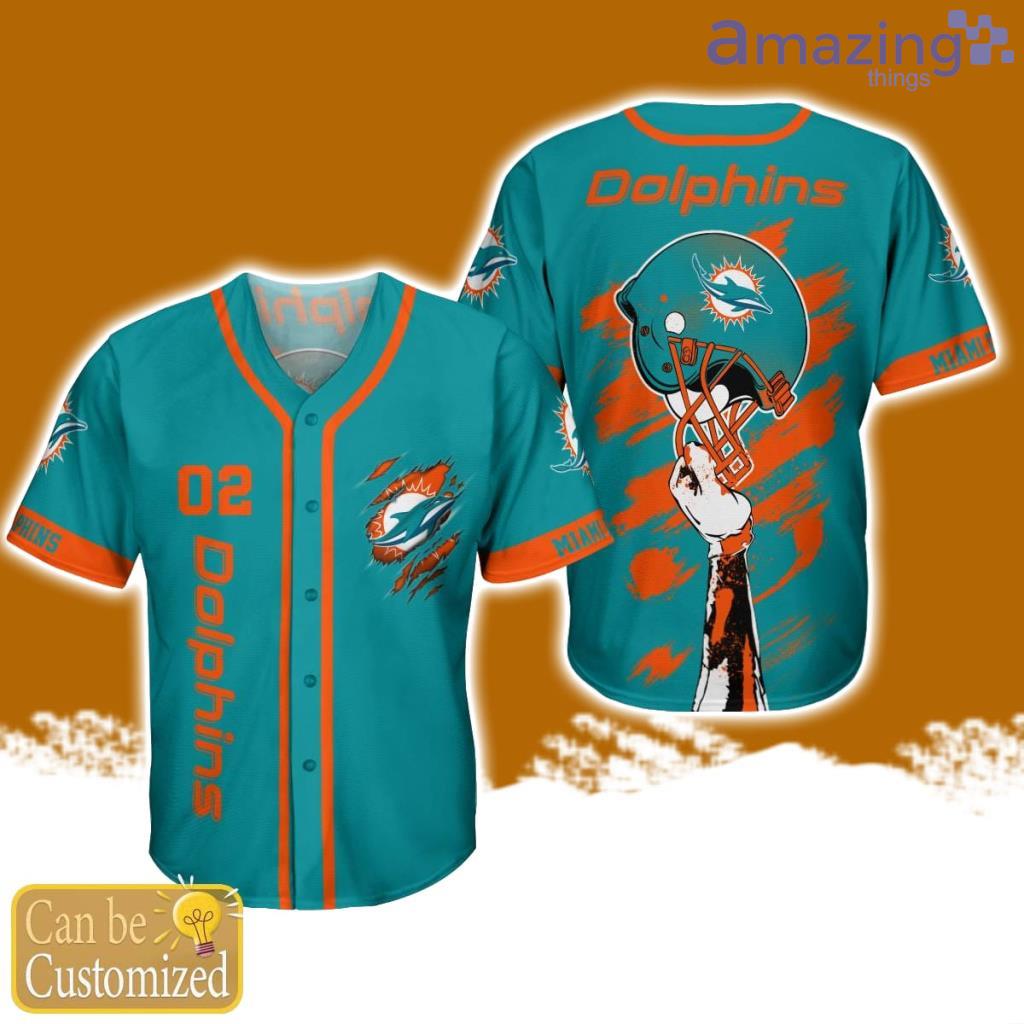 Miami Dolphins Personalized Button Baseball Jersey Shirt Unisex Brush Pattern image Miami Dolphins Personalized Button Baseball Jersey Shirt Unisex Brush Pattern Product Photo 1
