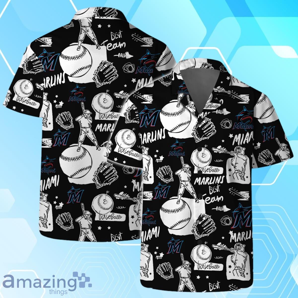 Miami Marlins MLB Logo Legend Team Hawaiian Shirt And Short image Miami Marlins MLB Logo Legend Team Hawaiian Shirt And Short Product Photo 2