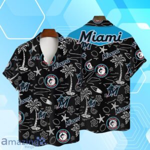 Miami Marlins MLB Team Logo Beachscape Design Hawaiian Shirt And Short Product Photo 1