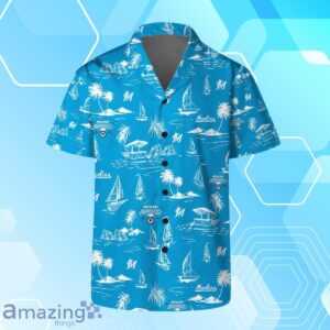 Miami Marlins Team Logo Beach Vibes Pattern Hawaiian Shirt And Short Product Photo 2