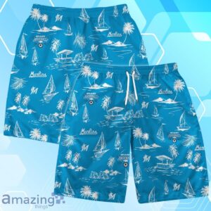 Miami Marlins Team Logo Beach Vibes Pattern Hawaiian Shirt And Short Product Photo 4
