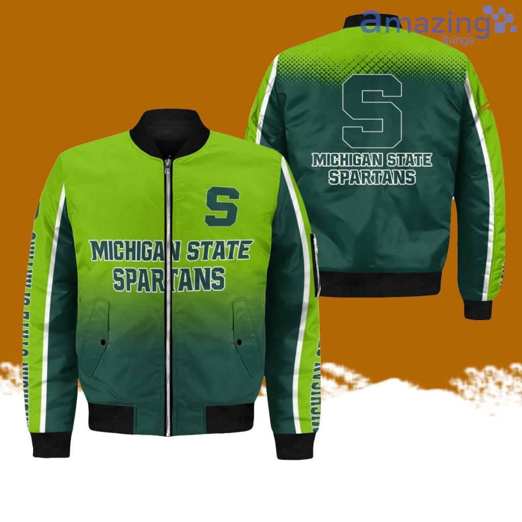Michigan State Spartans AOP Sleeve Pocket Bomber Jacket Hot Style 3D Printing image Michigan State Spartans AOP Sleeve Pocket Bomber Jacket Hot Style 3D Printing Product Photo 1
