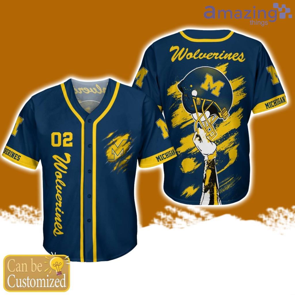Michigan Wolverines Personalized Button Baseball Jersey Shirt Unisex Brush Pattern image Michigan Wolverines Personalized Button Baseball Jersey Shirt Unisex Brush Pattern Product Photo 1