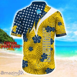 Michigan Wolverines Star Tropical Flower 3D Printed Hawaiian Shirt Personalized Name Product Photo 3