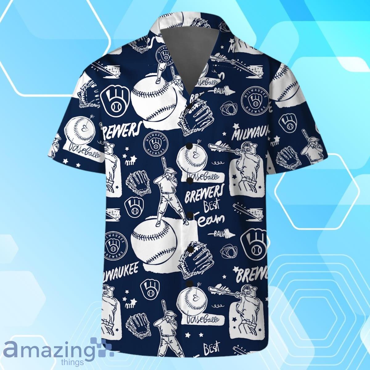 Milwaukee Brewers MLB Logo Legend Team Hawaiian Shirt And Short image Milwaukee Brewers MLB Logo Legend Team Hawaiian Shirt And Short Product Photo 3