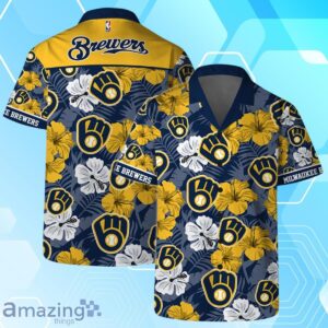 Milwaukee Brewers MLB Team Logo Hawaiian Shirt And Short Vintage Pattern Product Photo 1