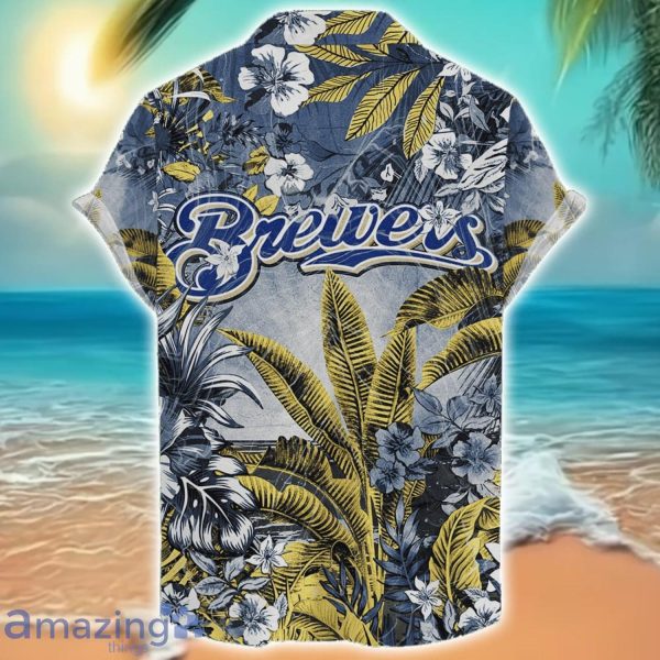 Milwaukee Brewers Tropical Skull Halloween 3D Hawaiian Shirt For Men Women MLB Fans Product Photo 2