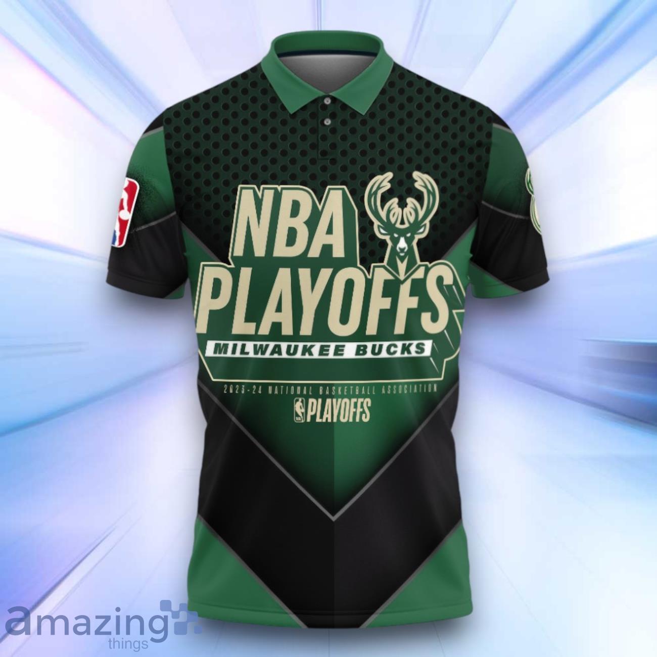 Milwaukee Bucks National Basketball Association Playoffs 3D Polo Shirt Basketball Pattern image Milwaukee Bucks National Basketball Association Playoffs 3D Polo Shirt Basketball Pattern Product Photo 2