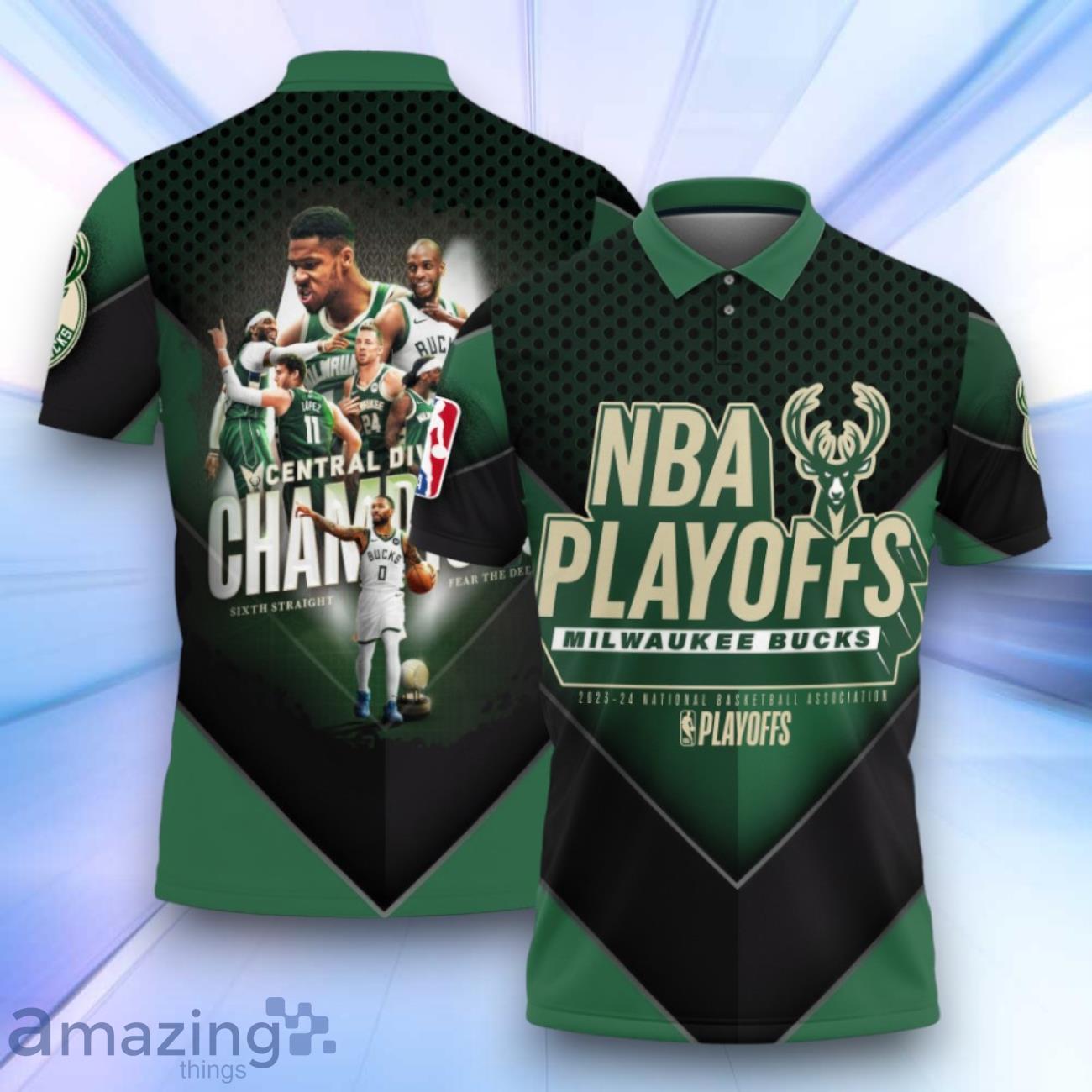 Milwaukee Bucks National Basketball Association Playoffs 3D Polo Shirt Basketball Pattern image Milwaukee Bucks National Basketball Association Playoffs 3D Polo Shirt Basketball Pattern Product Photo 1