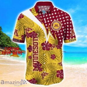 Minnesota Golden Gophers Star Tropical Flower 3D Printed Hawaiian Shirt Personalized Name Product Photo 2