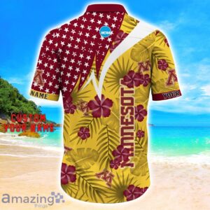 Minnesota Golden Gophers Star Tropical Flower 3D Printed Hawaiian Shirt Personalized Name Product Photo 3