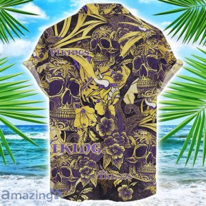 Minnesota Vikings Flower and Skull Hawaiian Shirt NFL Team Halloween Shirt Product Photo 2