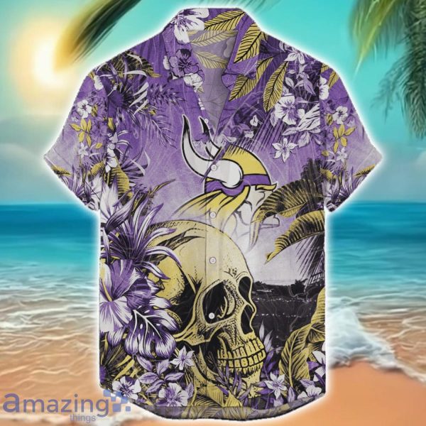 Minnesota Vikings Tropical Skull Halloween 3D Hawaiian Shirt For Men Women NFL Fans Product Photo 1