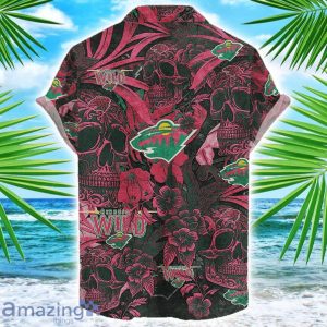 Minnesota Wild Flower and Skull Hawaiian Shirt NHL Team Halloween Shirt Product Photo 2