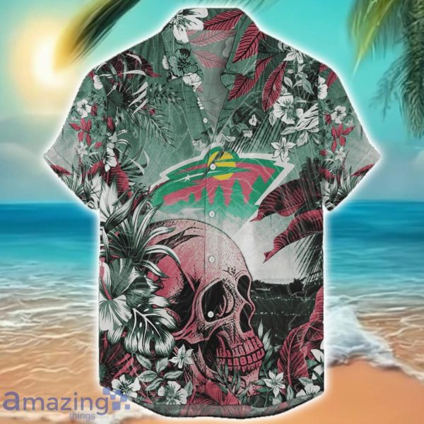 Minnesota Wild Tropical Skull Halloween 3D Hawaiian Shirt For Men Women NHL Fans Product Photo 1