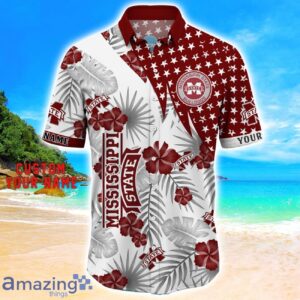 Mississippi State Bulldogs Star Tropical Flower 3D Printed Hawaiian Shirt Personalized Name Product Photo 2