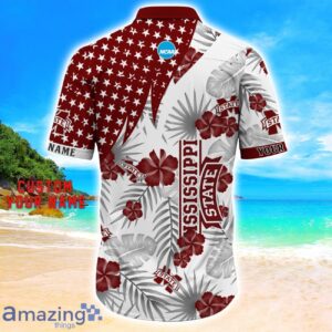 Mississippi State Bulldogs Star Tropical Flower 3D Printed Hawaiian Shirt Personalized Name Product Photo 3