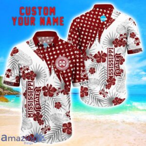 Mississippi State Bulldogs Star Tropical Flower 3D Printed Hawaiian Shirt Personalized Name Product Photo 1