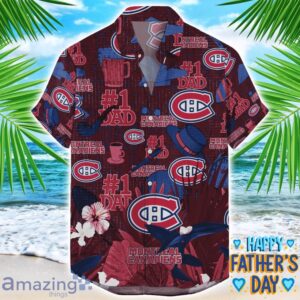 Montreal Canadiens Coffee Hat and Logo Pattern Hawaiian Shirt Father’s Day Gift NHL Team Product Photo 1