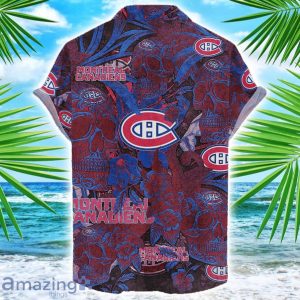 Montreal Canadiens Flower and Skull Hawaiian Shirt NHL Team Halloween Shirt Product Photo 2
