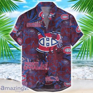 Montreal Canadiens Flower and Skull Hawaiian Shirt NHL Team Halloween Shirt Product Photo 1