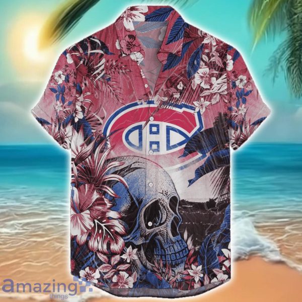 Montreal Canadiens Tropical Skull Halloween 3D Hawaiian Shirt For Men Women NHL Fans Product Photo 1