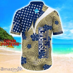 Navy Midshipmen Star Tropical Flower 3D Printed Hawaiian Shirt Personalized Name image Navy Midshipmen Star Tropical Flower 3D Printed Hawaiian Shirt Personalized Name Product Photo 3