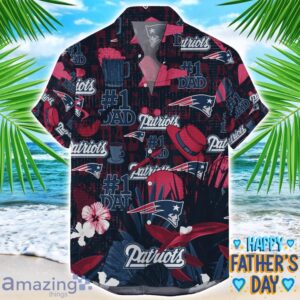 New England Patriots Coffee Hat and Logo Pattern Hawaiian Shirt Father’s Day Gift NFL Team Product Photo 1