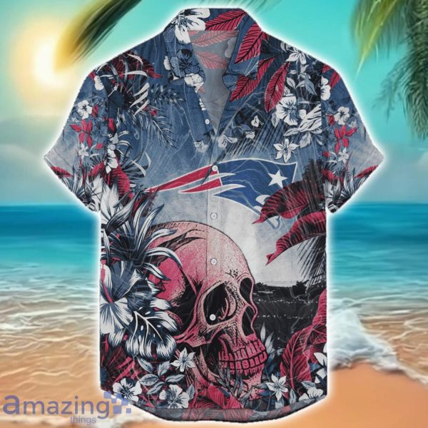 New England Patriots Tropical Skull Halloween 3D Hawaiian Shirt For Men Women NFL Fans Product Photo 1