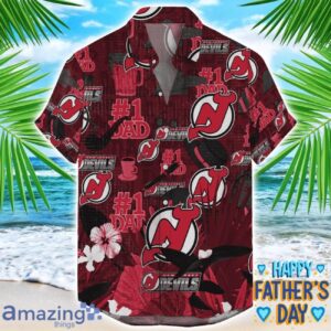 New Jersey Devils Coffee Hat and Logo Pattern Hawaiian Shirt Father’s Day Gift NHL Team Product Photo 1