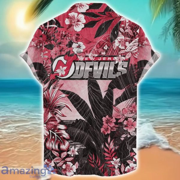 New Jersey Devils Tropical Skull Halloween 3D Hawaiian Shirt For Men Women NHL Fans Product Photo 2