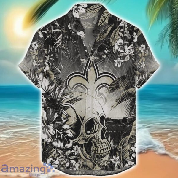 New Orleans Saints Tropical Skull Halloween 3D Hawaiian Shirt For Men Women NFL Fans Product Photo 1