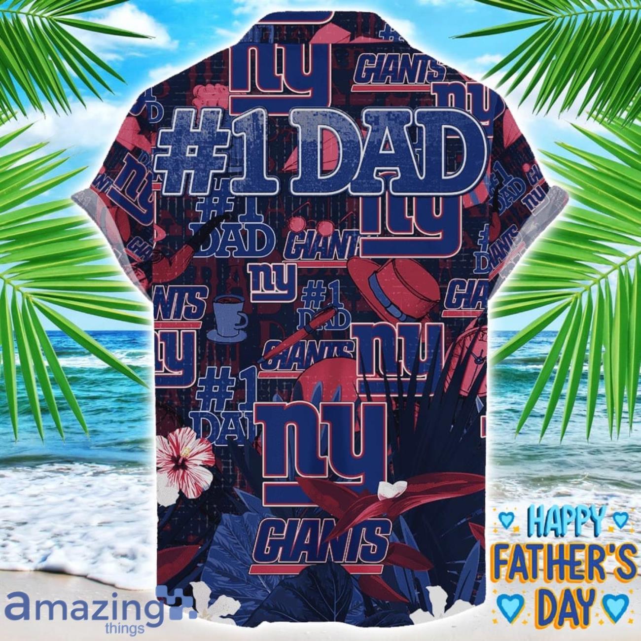 New York Giants Coffee Hat and Logo Pattern Hawaiian Shirt Father’s Day Gift NFL Team image New York Giants Coffee Hat and Logo Pattern Hawaiian Shirt Father’s Day Gift NFL Team Product Photo 2