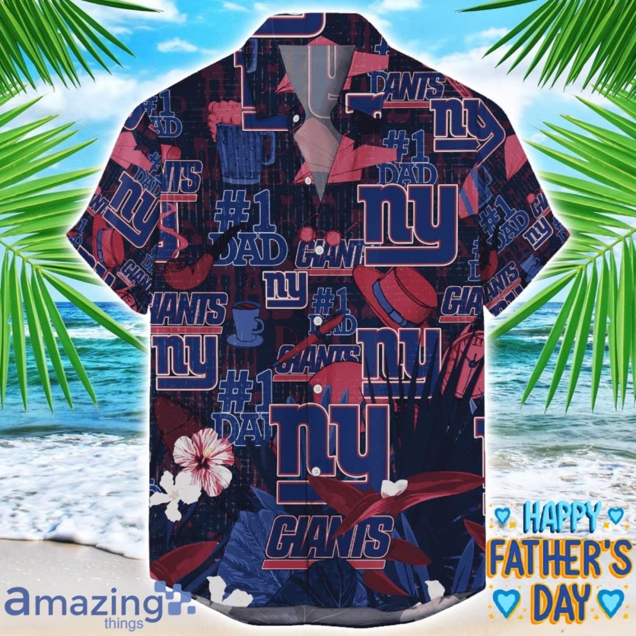 New York Giants Coffee Hat and Logo Pattern Hawaiian Shirt Father’s Day Gift NFL Team image New York Giants Coffee Hat and Logo Pattern Hawaiian Shirt Father’s Day Gift NFL Team Product Photo 1