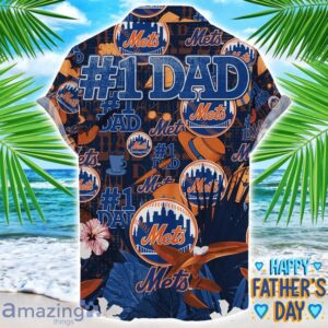 New York Mets Coffee Hat and Logo Pattern Hawaiian Shirt Father’s Day Gift MLB Team image New York Mets Coffee Hat and Logo Pattern Hawaiian Shirt Father’s Day Gift MLB Team Product Photo 2