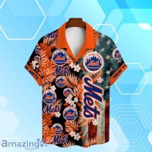 New York Mets MLB US Flag Summer Tropical Hawaiian Shirt And Short Product Photo 2
