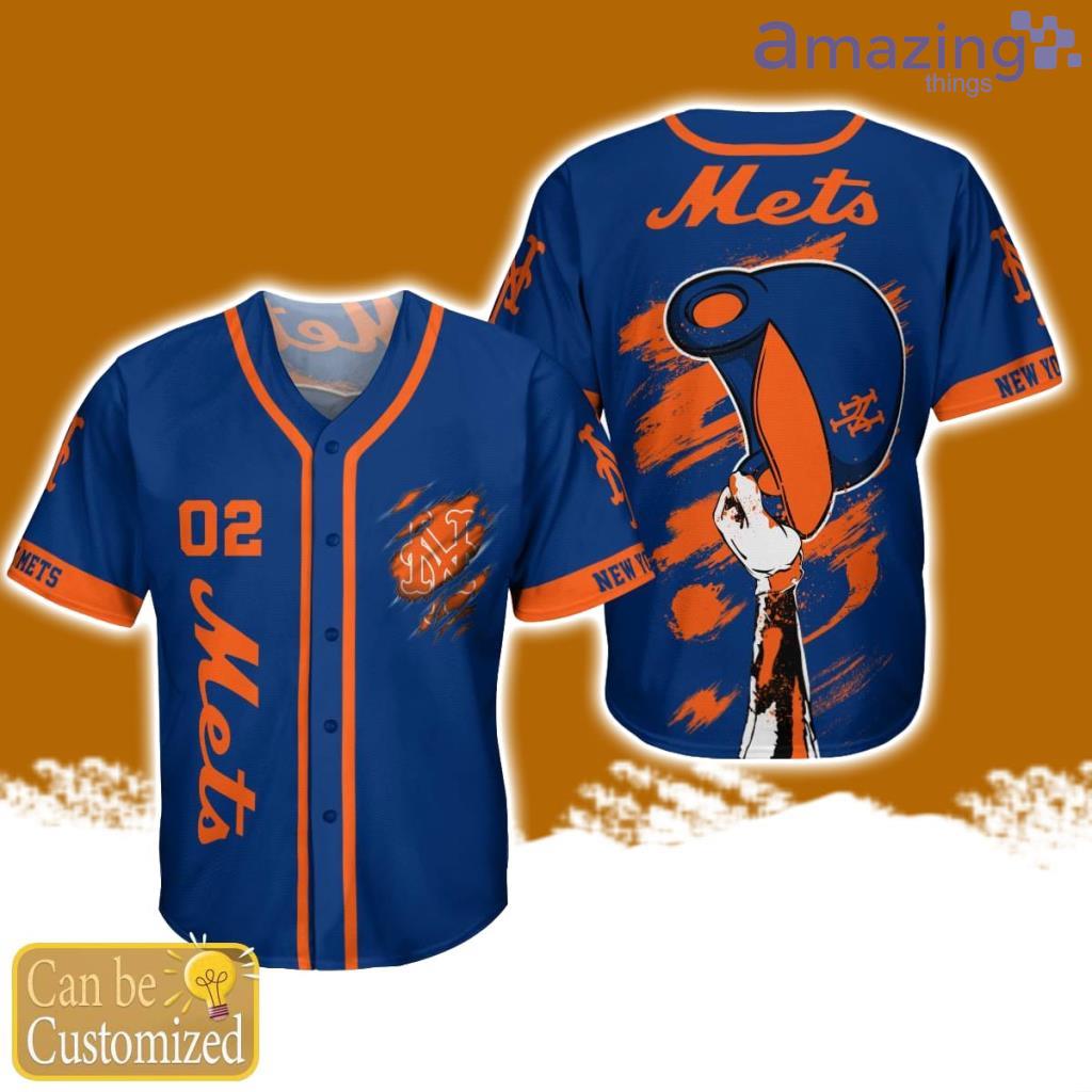 New York Mets Personalized Button Baseball Jersey Shirt Unisex Brush Pattern image New York Mets Personalized Button Baseball Jersey Shirt Unisex Brush Pattern Product Photo 1