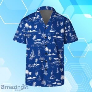 New York Mets Team Logo Beach Vibes Pattern Hawaiian Shirt And Short Product Photo 2