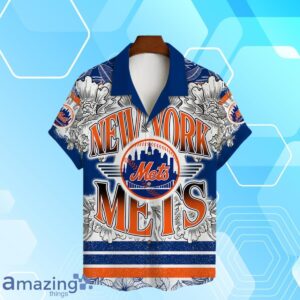 New York Mets Team Logo Colorful Pattern Hawaiian Shirt And Short Product Photo 2