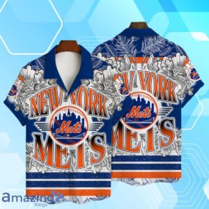 New York Mets Team Logo Colorful Pattern Hawaiian Shirt And Short Product Photo 1