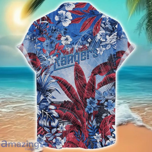 New York Rangers Tropical Skull Halloween 3D Hawaiian Shirt For Men Women NHL Fans Product Photo 2