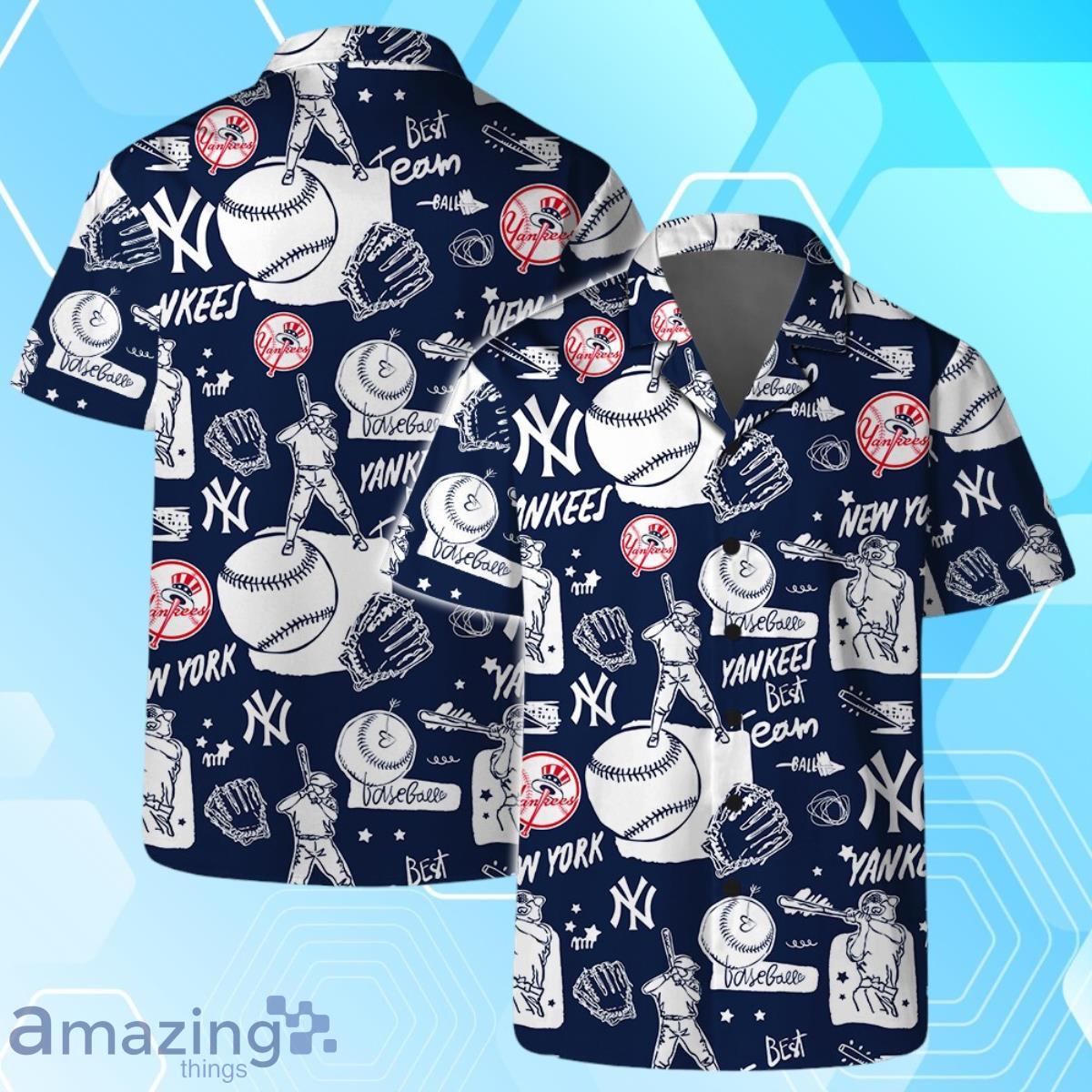 New York Yankees MLB Logo Legend Team Hawaiian Shirt And Short image New York Yankees MLB Logo Legend Team Hawaiian Shirt And Short Product Photo 2
