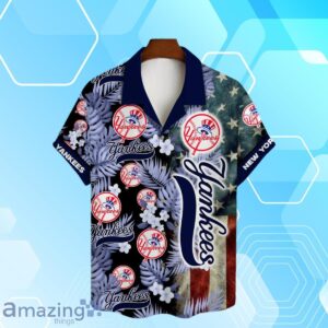 New York Yankees MLB US Flag Summer Tropical Hawaiian Shirt And Short Product Photo 2