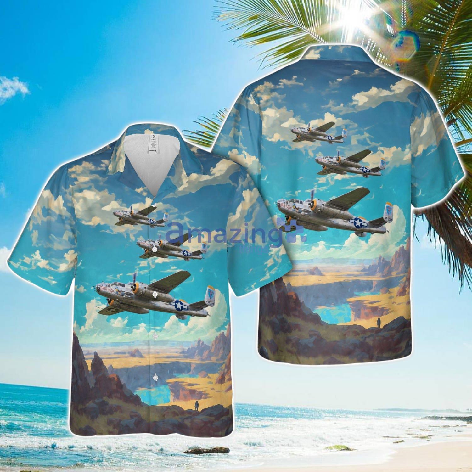 North American B 25J Mitchell Super Rabbit Aloha 3D Hawaiian Shirt image North American B-25J Mitchell Super Rabbit Aloha 3D Hawaiian Shirt Product Photo 1