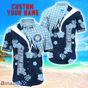 North Carolina Tar Heels Star Tropical Flower 3D Printed Hawaiian Shirt Personalized Name Product Photo 1