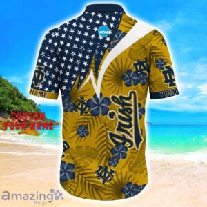 Notre Dame Fighting Irish Star Tropical Flower 3D Printed Hawaiian Shirt Personalized Name Product Photo 3