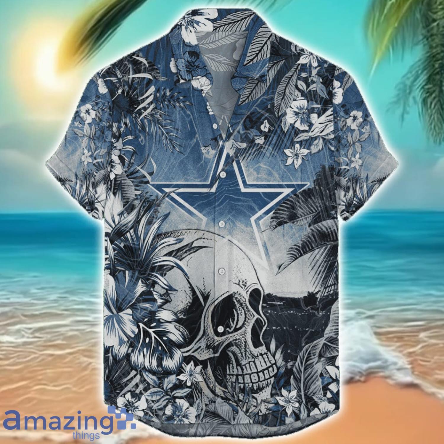 Dallas Cowboys Tropical Skull Halloween 3D Hawaiian Shirt For Men Women NFL Fans Dallas Cowboys Tropical Skull Halloween 3D Hawaiian Shirt For Men Women NFL Fans Product Photo 1