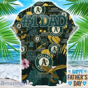 Oakland Athletics Coffee Hat and Logo Pattern Hawaiian Shirt Father’s Day Gift MLB Team Product Photo 2