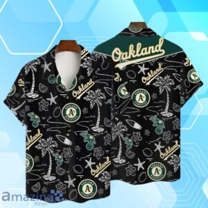 Oakland Athletics MLB Team Logo Beachscape Design Hawaiian Shirt And Short Product Photo 1